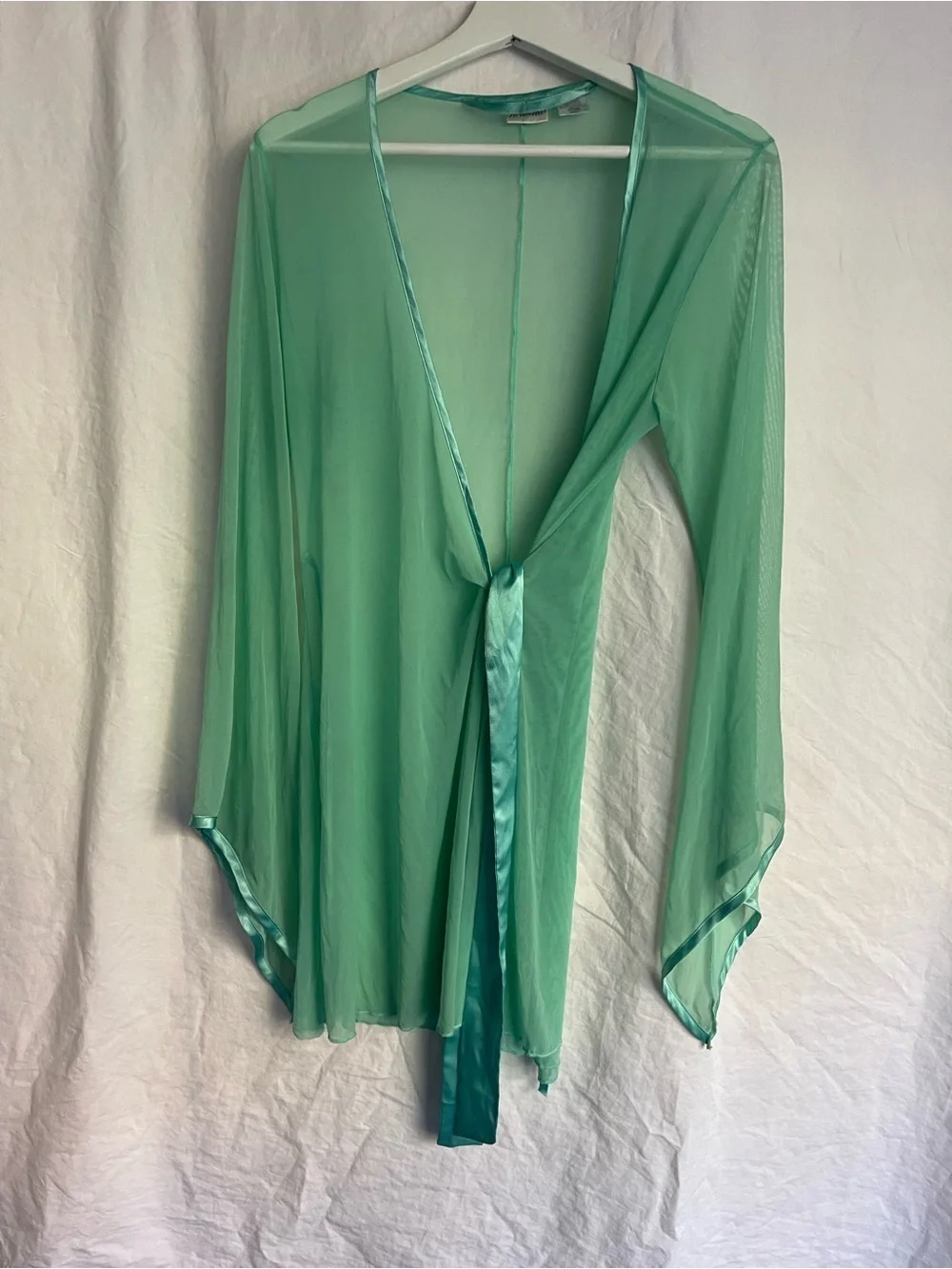 Vintage 90s Frederick’s of Hollywood Mint Mesh Robe Y2K Festival Fairy Size S